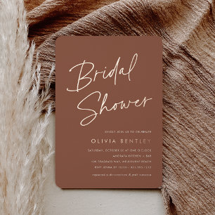 Rust & Rose Boho Minimalist Script Bridal Shower Foil Invitation