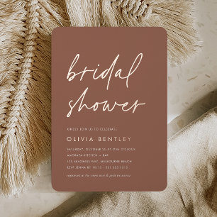 Rust + Rose Minimalist Script Bridal Shower Foil Invitation