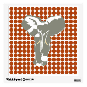 Rust Safari Dot with Pop Art Elephant Wall Sticker