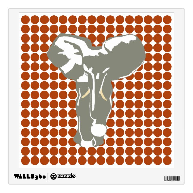 Rust Safari Dot with Pop Art Elephant Wall Sticker (Front)