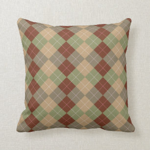 Rust, Sage, Gray, Tan Agryle Throw Pillow