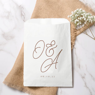 Rust Script Watermark Monogram Wedding Favor Bag