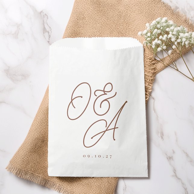 Rust | Script Watermark Monogram Wedding Favor Bag (Creator Uploaded)