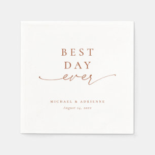 Rust Simple Best Day Ever Calligraphy Wedding Napkins