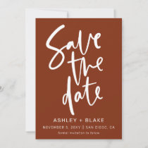 Rust Simple Handwritten Calligraphy Save the Date