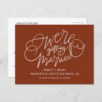 Rust Simple Handwritten Calligraphy Save the Date Announcement Postcard