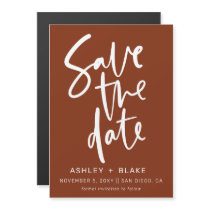Rust Simple Handwritten Calligraphy Save the Date Magnetic Invitation