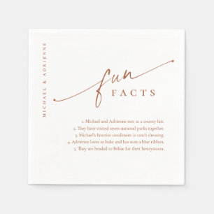 Rust Simple Modern Script Fun Facts Wedding Napkins