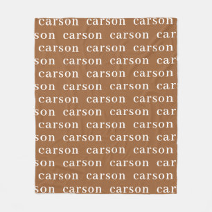 Rust Simple Personalized Repeating Name Fleece Blanket