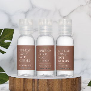 Rust Spread Love, Not Germs Wedding Hand Sanitizer