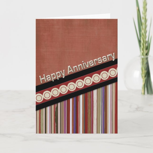 Rust Stripes and Circles 3D Anniversary Card (Front)