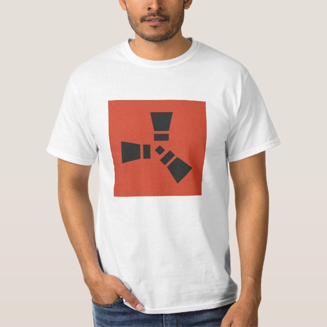 RUST Symbol Black on Red T-Shirt (Front)