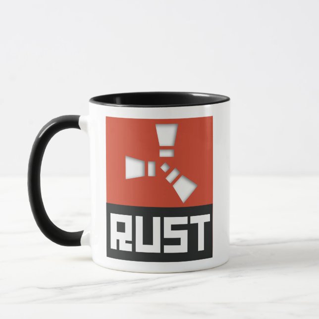 RUST Symbol Clear on Red Shadowed Mug (Left)