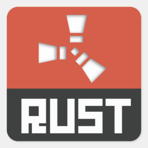 RUST Symbol Clear on Red Square Sticker