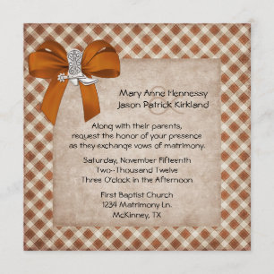 Rust & Tan Rustic Western Theme Wedding Invitation