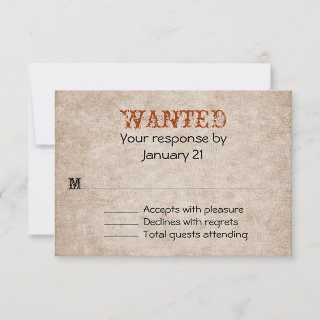 Rust & Tan Western Wedding Response Card (Front)
