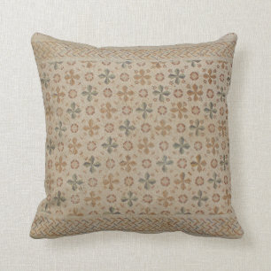 Rust, Teal and Tan Tile Pillow