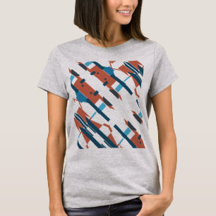 Rust Teal Turquoise Slanted Southwest Look Design T-Shirt