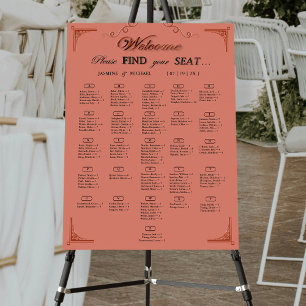 Rust Terracotta Alphabetical Wedding Seating Chart Foam Board