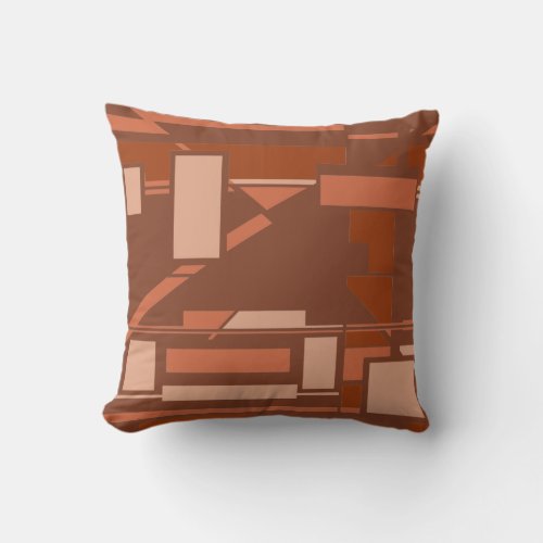 Rust Terracotta Beige on Brown Geometric Southwest Throw Pillow