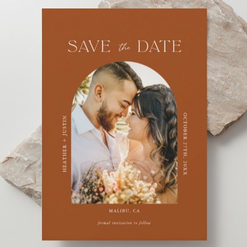 Rust Terracotta Boho Fall Photo Save the Date