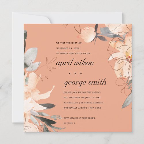 RUST TERRACOTTA BROWN FLORAL WE TIED THE KNOT CARD