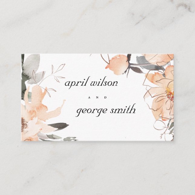 RUST TERRACOTTA BROWN WATERCOLOR FLORAL WEDDING PLACE CARD (Front)