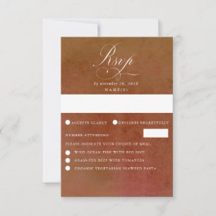 Rust Terracotta Copper Shades Background Wedding RSVP Card