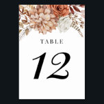 Rust Terracotta Fall Boho Floral Table Number<br><div class="desc">An elegant fall autumn floral terracotta wedding save the date. Personalize it with your name and date for a gorgeous way to inform your guests of where they will be sitting. Designed for you by Blackberry Boulevard.</div>
