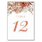 Rust Terracotta Fall Floral Wedding Table Number