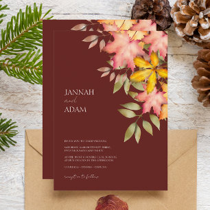 Rust Terracotta Fall Foliage Wedding Invitation