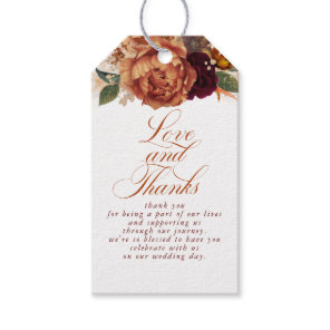 Rust Terracotta Floral Pampas Grass Thank You Gift Tags