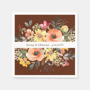 Rust Terracotta Floral Wedding Napkins