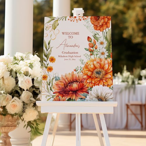 Rust Terracotta Flowers Burnt Orange Graduation Foam Board