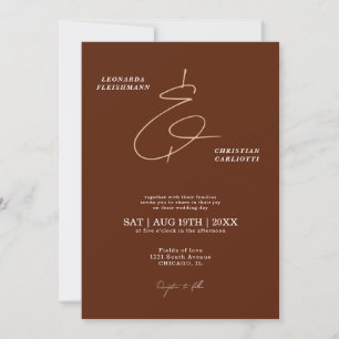 Rust Terracotta Minimalist Ampersand Wedding  Invitation