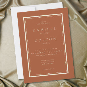 Rust Terracotta Minimalist Frame Wedding Invitation