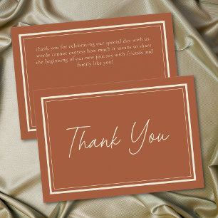 Rust Terracotta Minimalist Frame Wedding Thank You Card