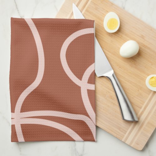 Rust Terracotta Modern Minimal Line Brush Strokes Kitchen Towel