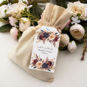 Rust Terracotta Navy Cream Floral Wedding Gift Tags