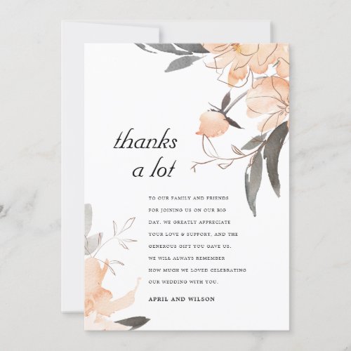 RUST TERRACOTTA ORANGE WATERCOLOR FLORAL WEDDING THANK YOU CARD