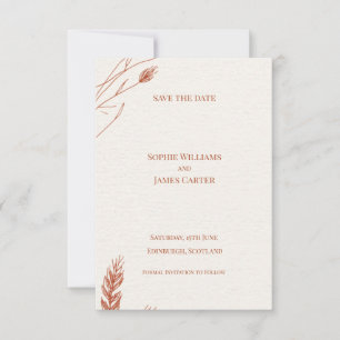 Rust Terracotta Pampas Grass Boho Wedding Save The Date