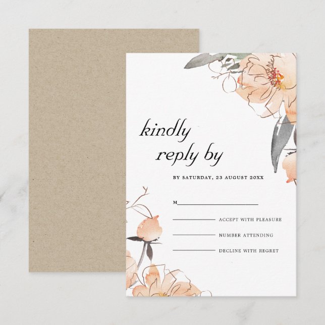 RUST TERRACOTTA WATERCOLOR FLORAL WEDDING RSVP ENCLOSURE CARD (Front/Back)