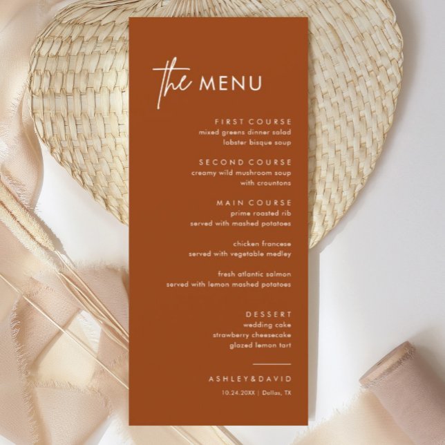 Rust Terracotta Wedding Dinner Menu (Creator Uploaded)