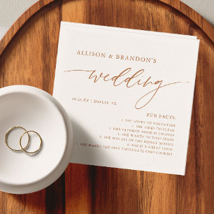 Rust Terracotta Wedding Fun Facts Napkins