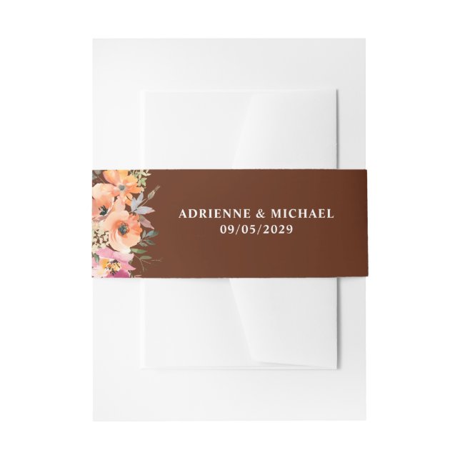 Rust Terracotta Wedding Return Address Invitation Belly Band (Front Example)