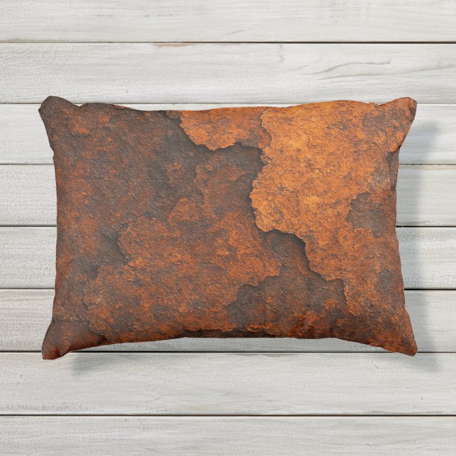 Rust Texture Grunge Background – Aged Metal Design Outdoor Pillow (Front)