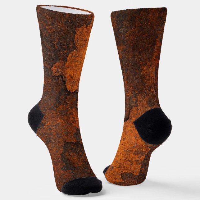 Rust Texture Industrial Grunge Crew Socks (Angled)