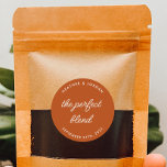 Rust The Perfect Bland Wedding Coffee Favors  Classic Round Sticker<br><div class="desc">Minimalist The Perfect Blend Wedding Favor Stickers</div>