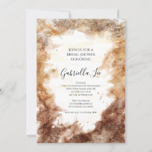 Rust Tones Abstract Watercolor Bridal Shower Invitation