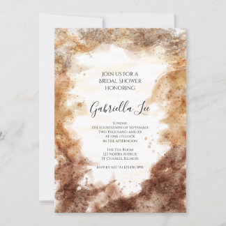 Rust Tones Abstract Watercolor Bridal Shower  Invitation